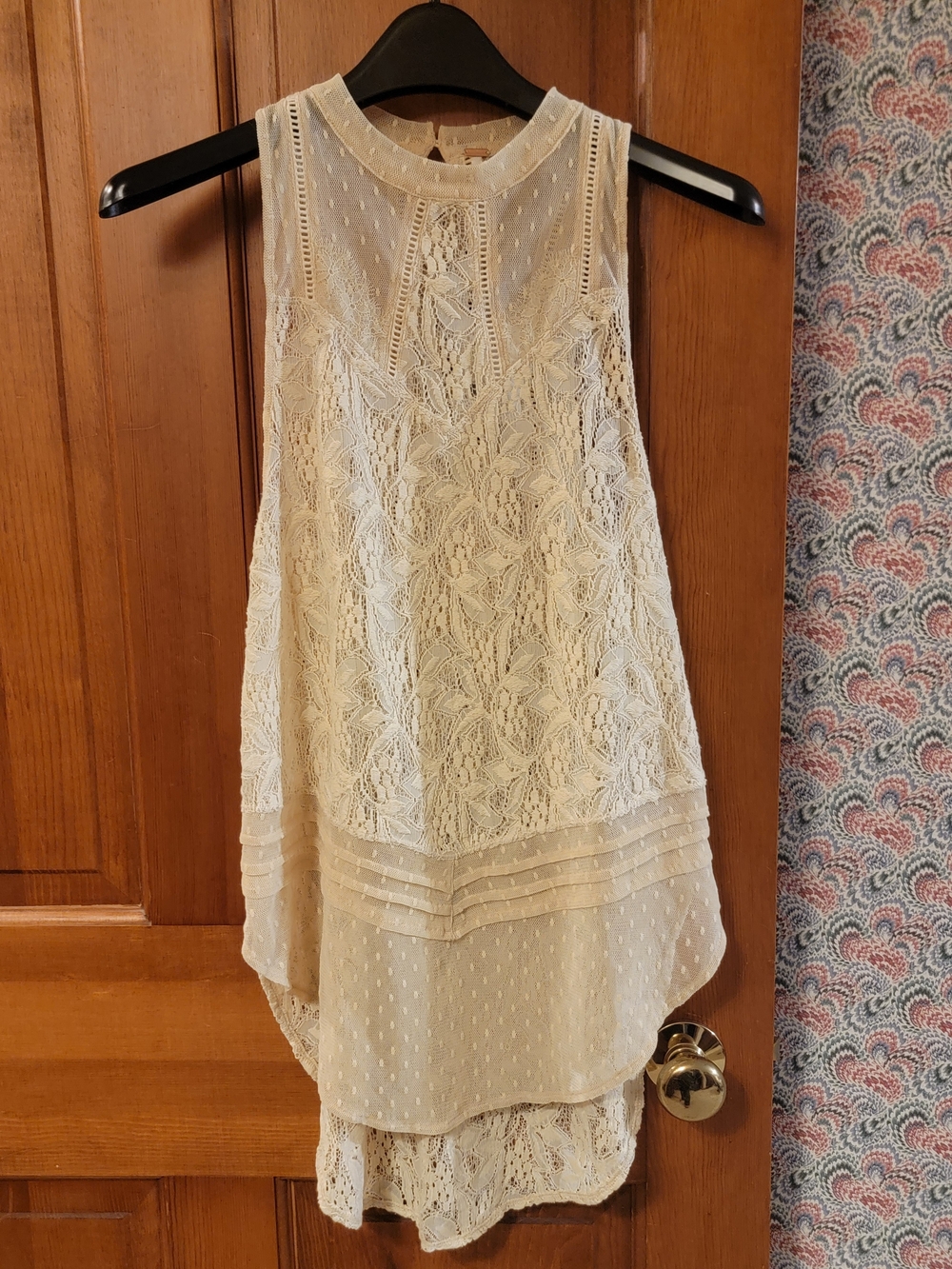 NWT Free People Modern Mesh Maisie Lace Tunic Tank Top Tea Size S